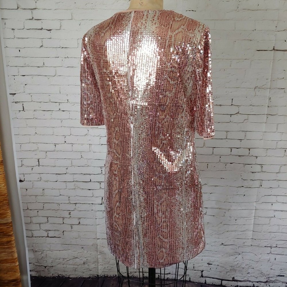 ❤️SOLD❤️Donna Morgan Copper Pink Sequins Animal - Picture 3 of 7